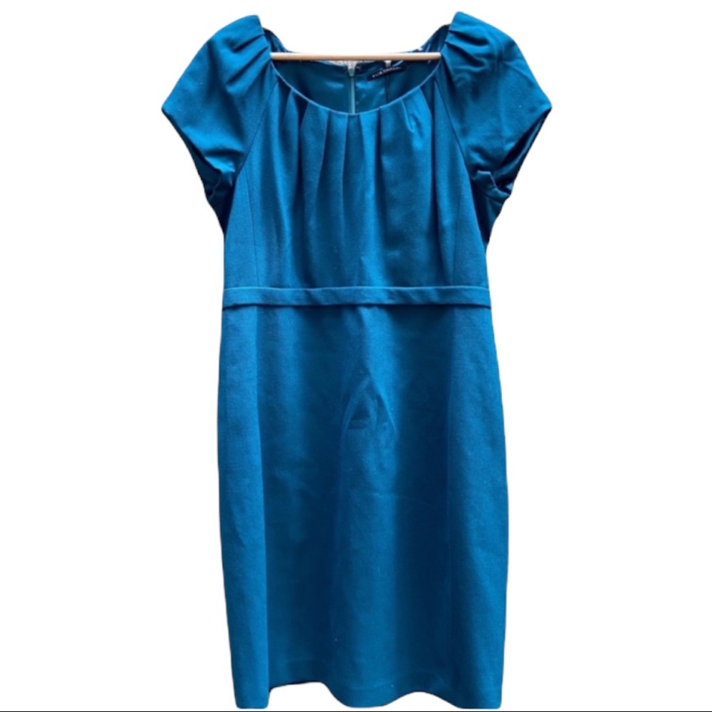Elie Tahari Teal / Peacock blue green Sheath Dress NWT 14 (retail $298+tax) - Picture 2 of 10